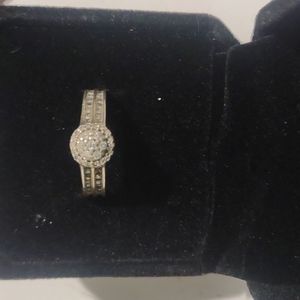 Diamond Cluster Engagement Ring-Sz.6.75